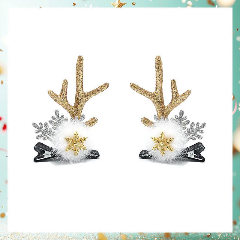 

Блискуча різдвяна шпилька для волосся з оленем та помпоном, зі стразами-рогами та сніжинкою, срібляста, видання 2025 року.