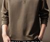 Luxury 300g Heavyweight Men's Henley Collar Pleated Hoodie - Autumn American Trend T-Shirt with Long Sleeves