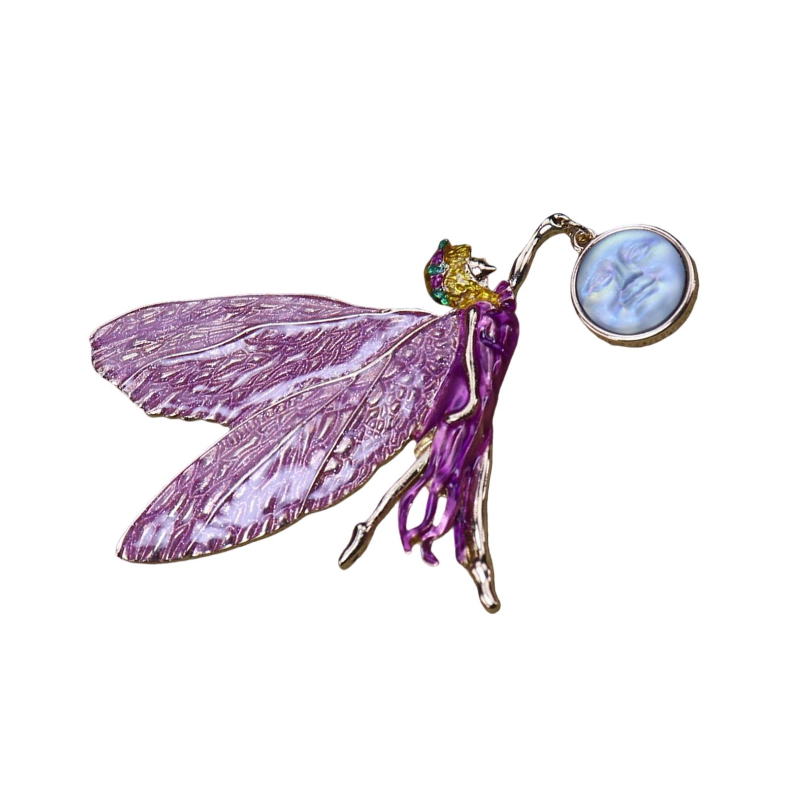 

Брошь в виде девочки-ангела в античном стиле с переливающимися крыльями феи и винтажным дизайном для женских украшений в подарок фиолетовый