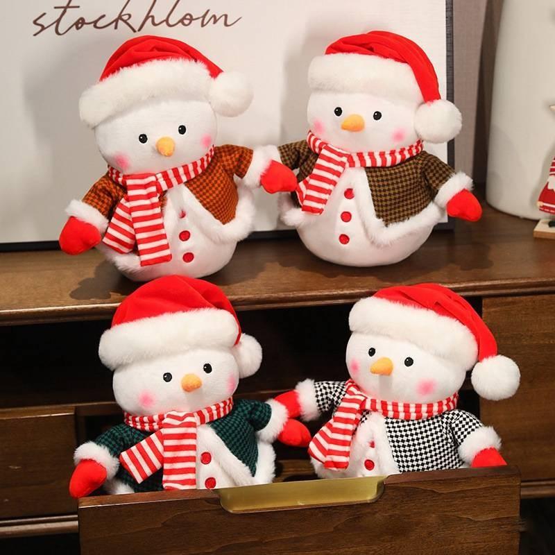 Adorable Plush Snowman Doll For Bedroom Decor Soft Stuffed Toy For Kids Christmas Gift