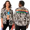 ZUMBA WEAR Tropical Print Button-Down Shirt, Unisex, Size Small, White, Z1T000323