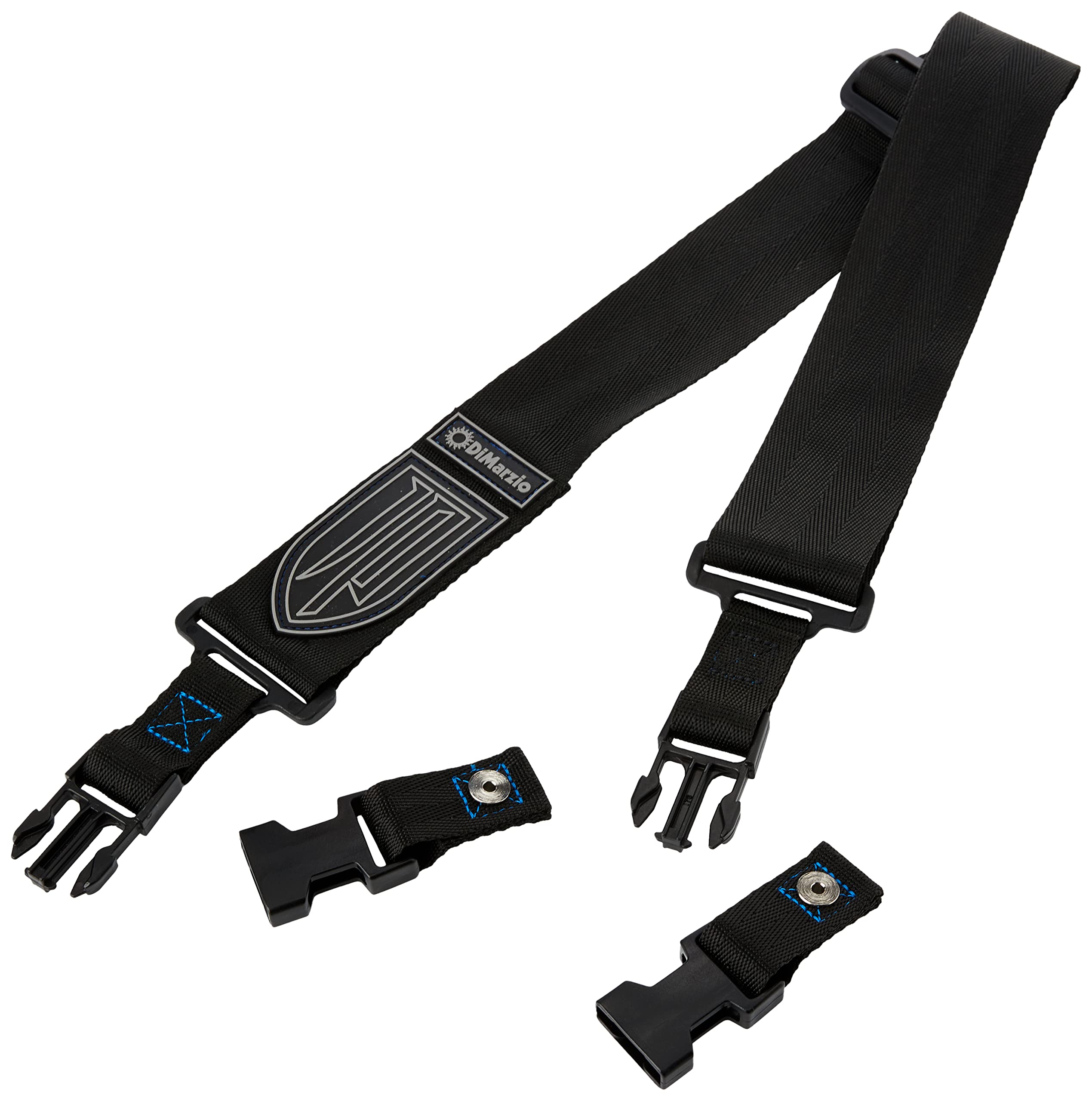 

DIMARZIO Guitar Strap Clip Lock John Petrucci Black Nylon Blue Stitching DD2200JPS Blue S Size / [Genuine Product]