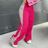 Women's Fashionable Color Blocked Elastic Waistband Versatile Straight Leg Casual Sweatpants Pants