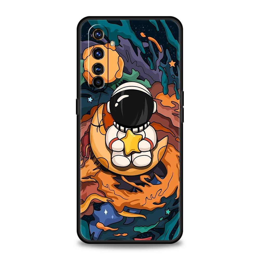Cartoon Cute Cosmonaut Case For Realme C67 C63 C55 C53 C35 C25 C21 GT 2 3 5 6 10 11 12 13 Pro Plus 5G Soft TPU Phone Cover Capas