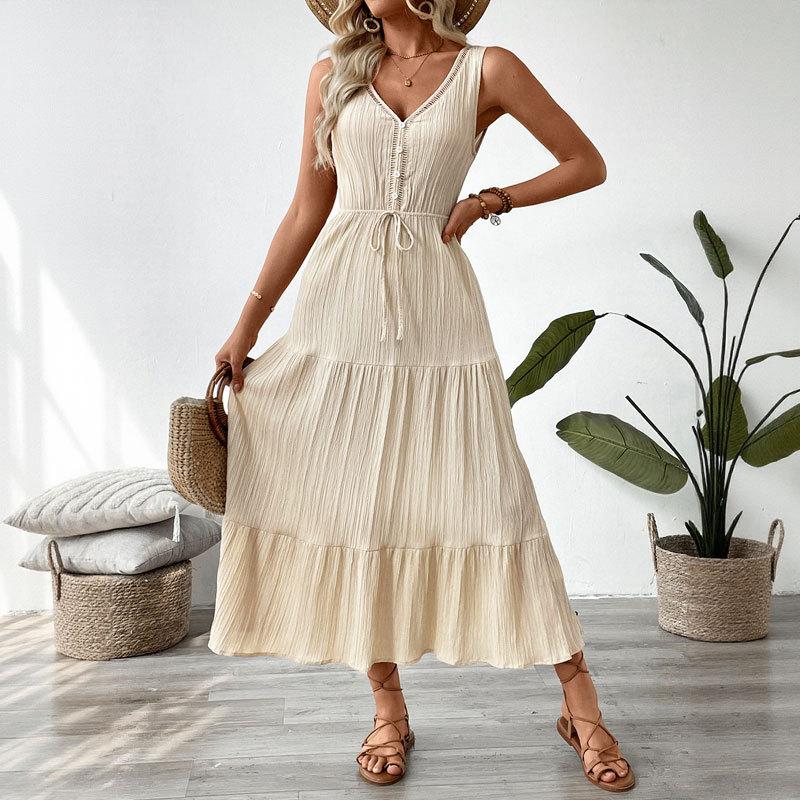 Women's Casual Holiday Summer Textured Sleeveless Seaside Dress