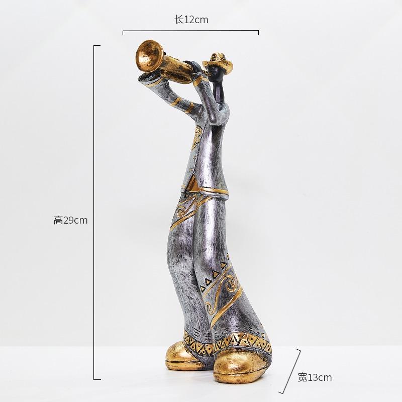 Vintage Music Saxophone Bookcase Ornament Band Character Miniature Figurine Craft Home Decor Accessory