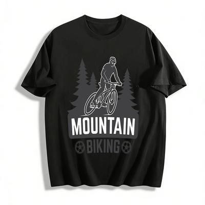 Mountainbike Grafik Lässiges Outdoor Sport T-Shirt Reines Baumwoll-T-Shirt