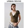 UR2026 Women's Cowl Neck Beaded T-Shirt