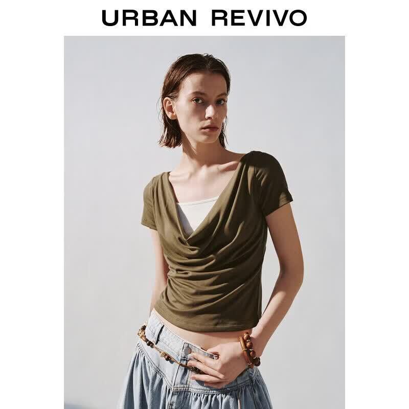 UR2026 Women s Cowl Neck Beaded T-Shirt M