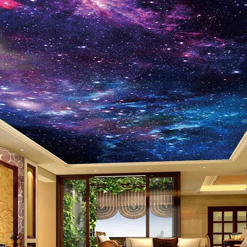 Ceiling Mural 3d Beautiful Starry Sky Wallpaper Living Room Bedroom Zenith Ceiling Decoration Wall Murals