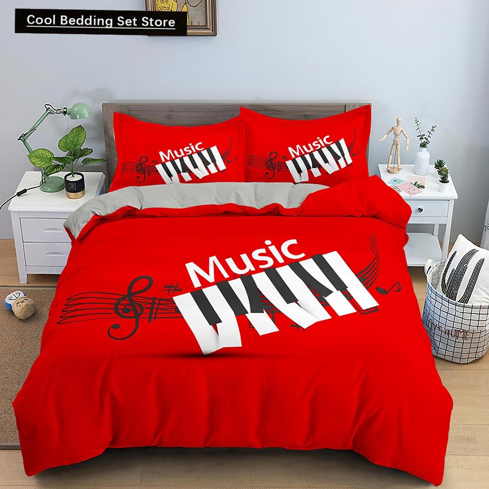 Music Notes Bedding Set for Kids Adult Duvet Cover King Queen Size Print Bed Set Home Textiles Bedclothes 2/3Pcs Duvet Cover Set