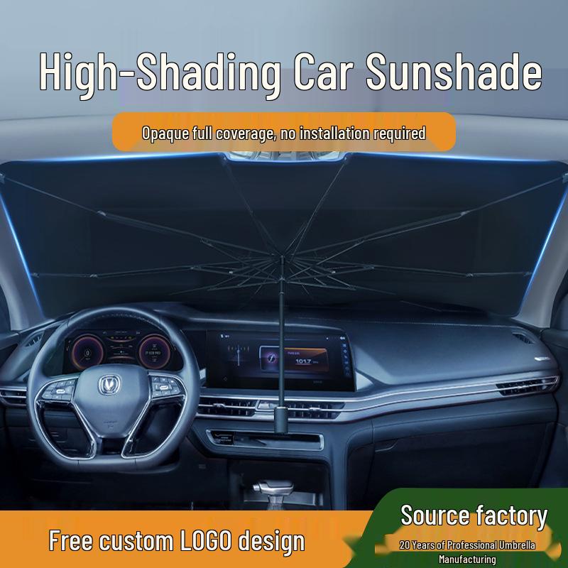 Customizable Titanium Silver Car Sun Shade with Openable Front Windshield Protection