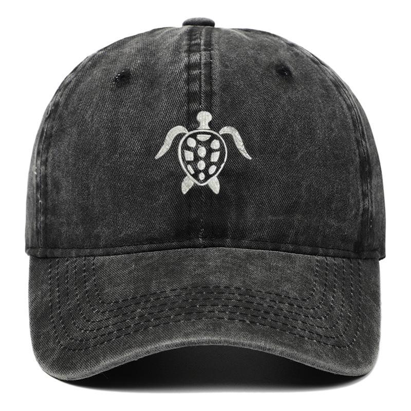 Pure Cotton Denim Flying Sea Turtle Retro Washed Baseball Cap