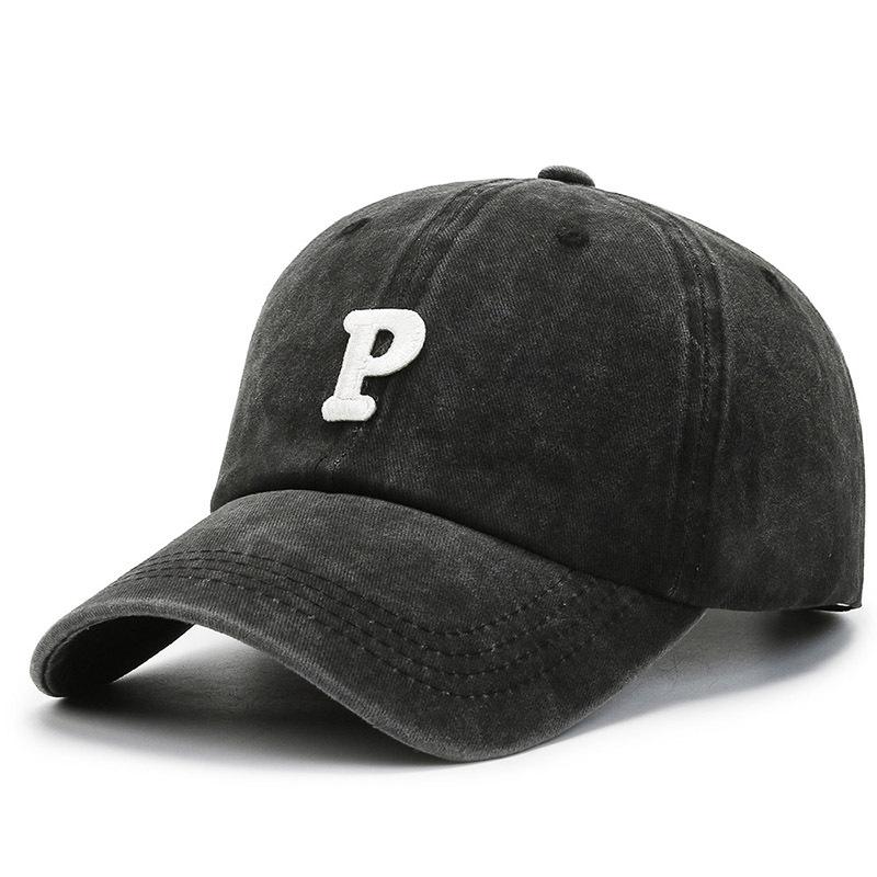 New Version of High-quality Patch P Letter Baseball Cap Spring and Autumn Versatile Cap Curved Brim Washing Cap Sun Protection Cap