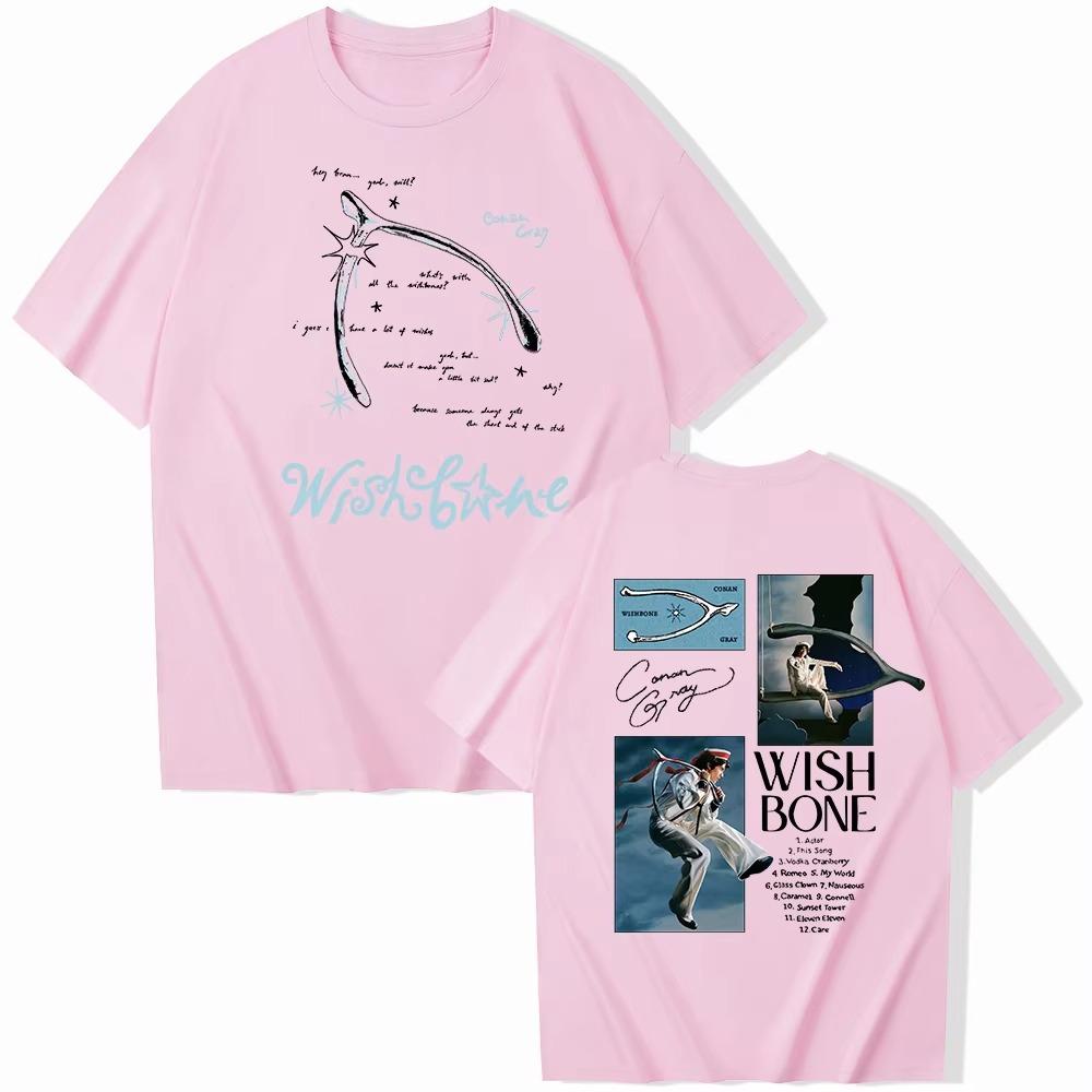 Conan Gray Wish Bone Tour 2026 Pure Cotton Tshirt Man Woman Harajuku Spring Summer New Short Sleeve Oneck Casual Shirt Gift