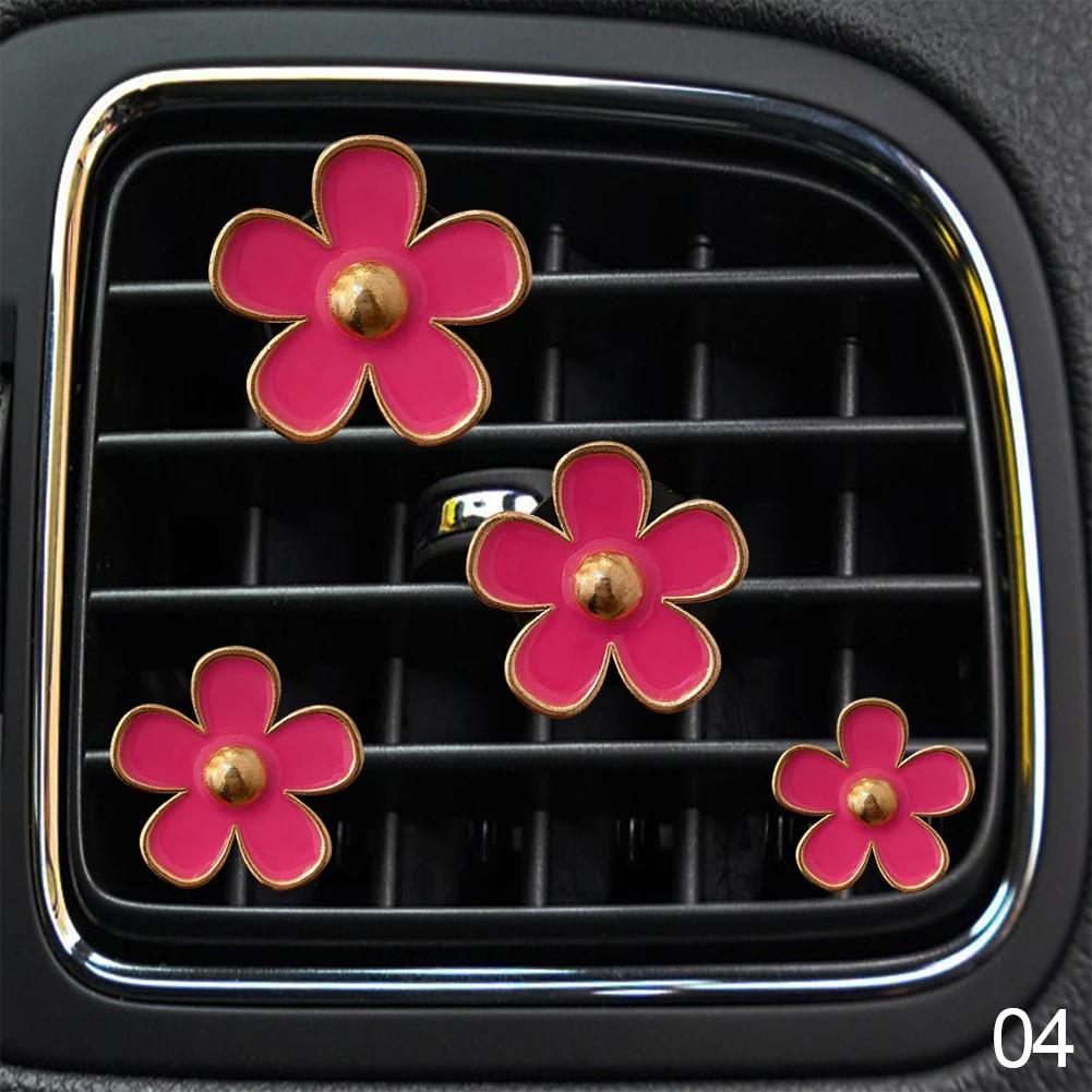 

4 шт./компл. Автомобильный выпускной клапан для духов, освежитель воздуха, кондиционер, ароматерапия, маленькая маргаритка, предметы интерьера розы красного