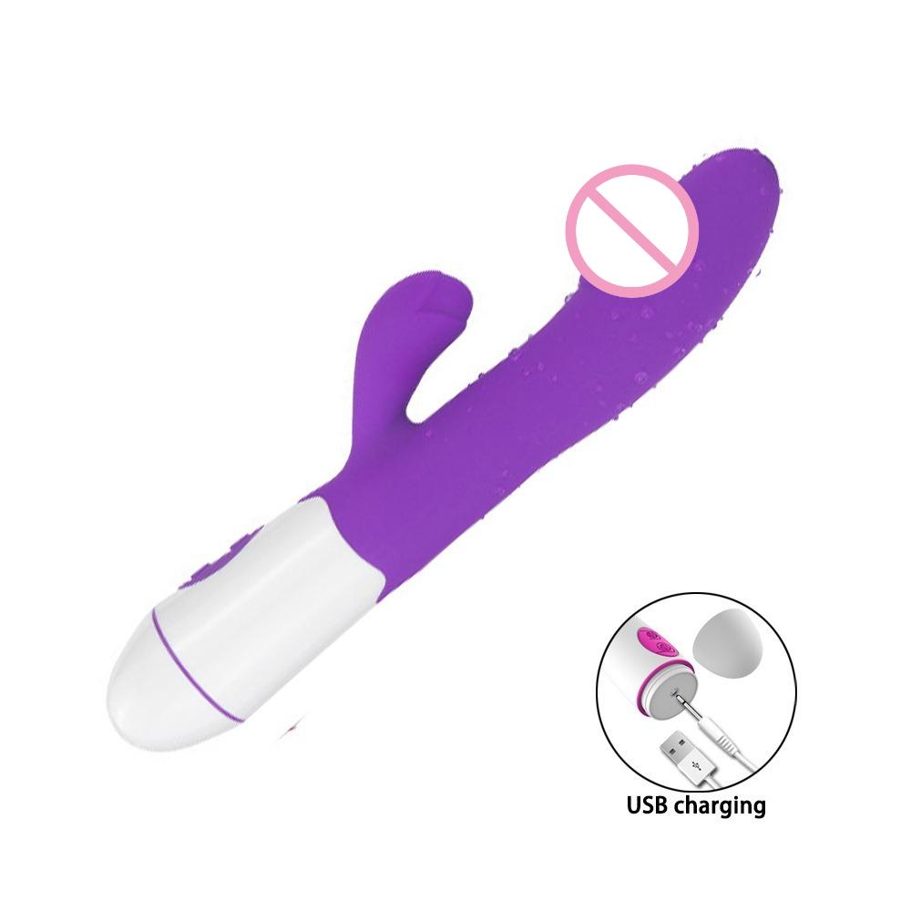 Silicone G Spot Dildo Rabbit Vibrator 30 Speed Rechargeable Women Dildo Female Vagina Clitoris Stimulation Massager Adult Sextoy