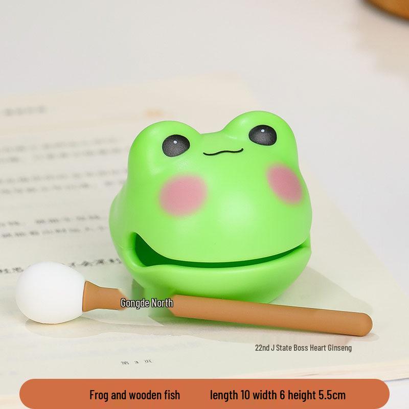 Cartoon Knock Knock Wooden Fish Ornament - Cute Granule Lucky Cat Decoration for Office