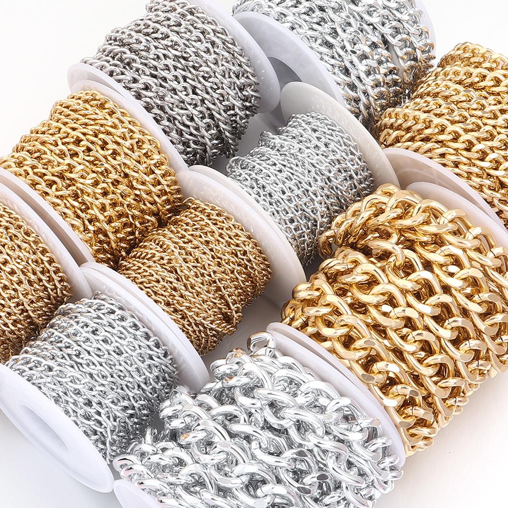 5Yards/Roll Metal Aluminum O-Shaped Chains Twisted Chain Bulk Chain For Jewelry Making Bracelet Necklace Bag Chain Accessories