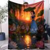 Snow White and the Seven Dwarfs in the Lotus Pond Wonderland Print Blanket Suitable for Sofa Bed Travel Camping Office