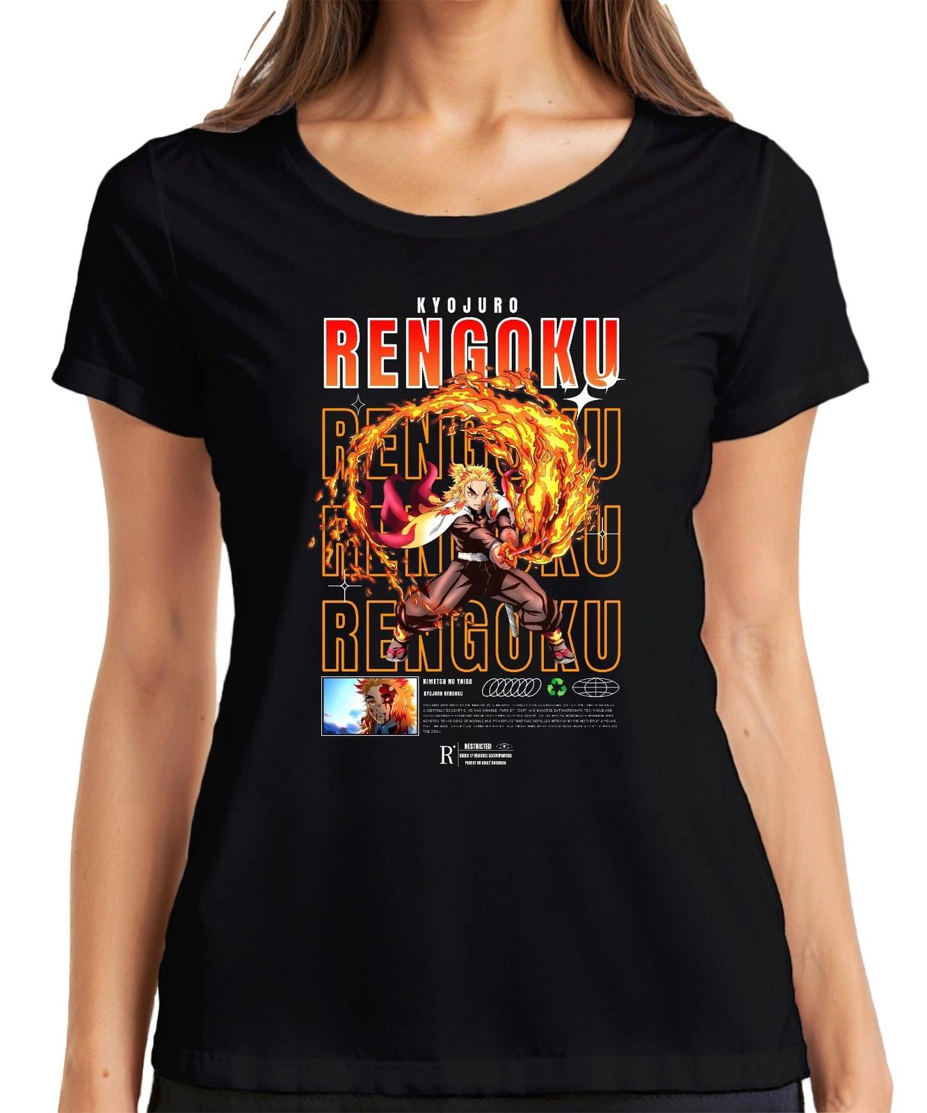Rengoku Kyojuro Kimetsu no Yaiba Flamme Hashira Anime Geschenk Damen T-Shirt S