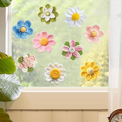 Yousheng Crochet Yarn Flower Window Cling Waterproof PVC Double-Sided Knitting Flower Static Glass Sticker Spring Summer Decoration Decal