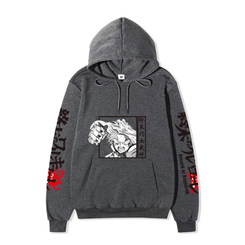Record of Ragnarok Thor Manga Hoodie Vertikaler Japanischer Chinesischer Text Drachenprint Anime Pullover Sweatshirt