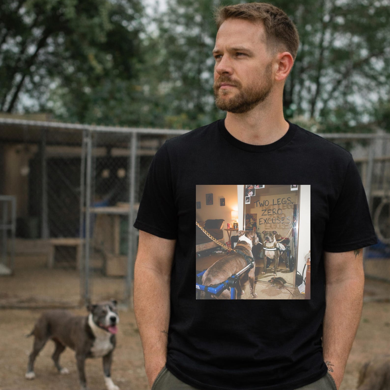 Two Legs Zero Excuses Pitbull Shirt – Funny Rescue Dog Graphic Tee 2XL