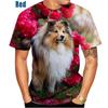 Unisex Cute Dog 3D-Druckmuster Top  Border Collie  T-Shirt Freizeitkleidung Sport T-Shirt