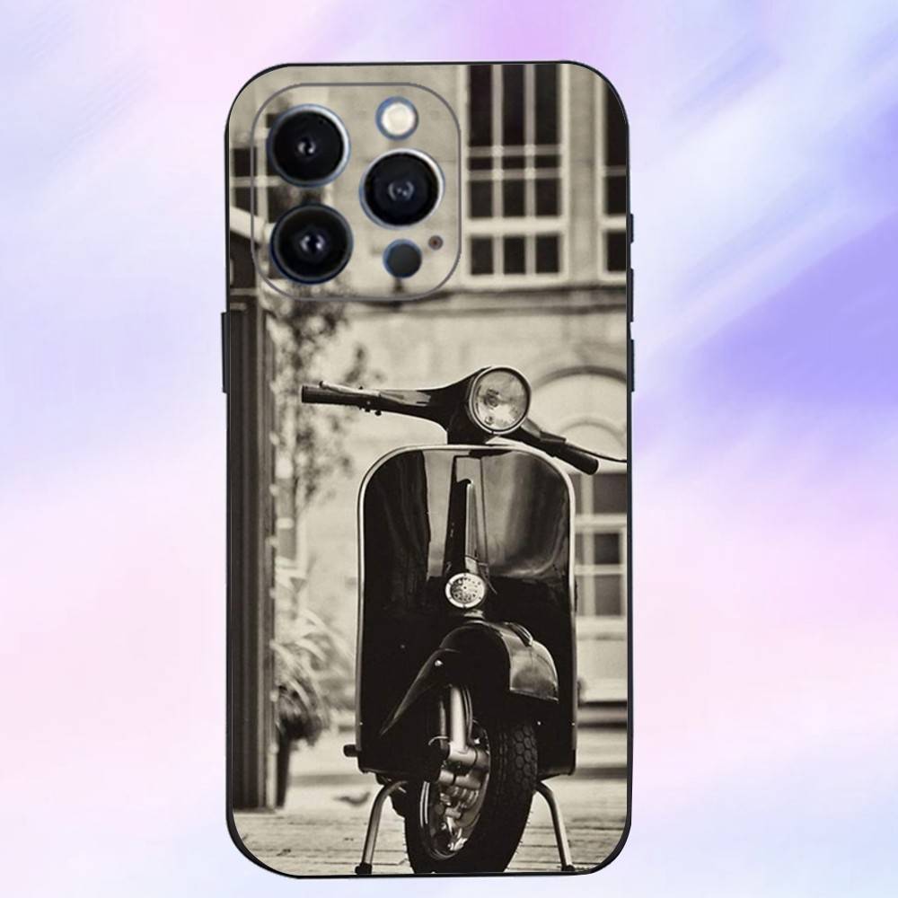 

V-VespaS Scooter Phone Case For iPhone 16,15,14,13,12,11 Plus,Pro Max,XS,X,XR,SE,Mini,8,7,Soft Silicone Black Cover iPhone16se4
