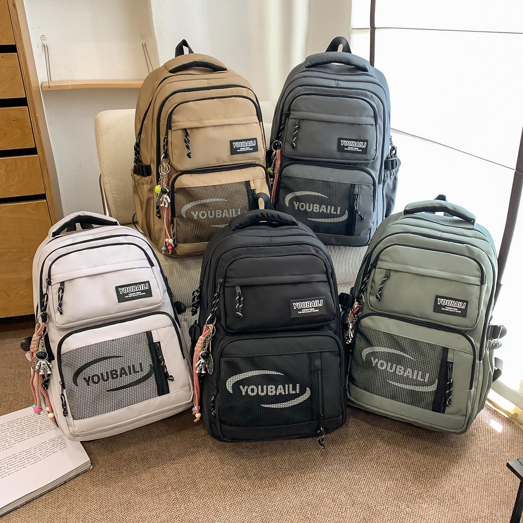 Schoolbag1011 New Japanese Tooling Style Schoolbag for Boys = High School Students, Large-capacity Spine Protection Backpack