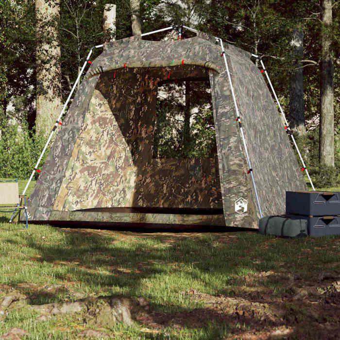 VidaXL Tente de pêche 4 personnes camouflage libération rapide, tente de camping, tente de jardin, abri d'extérieur, abri de 4005331