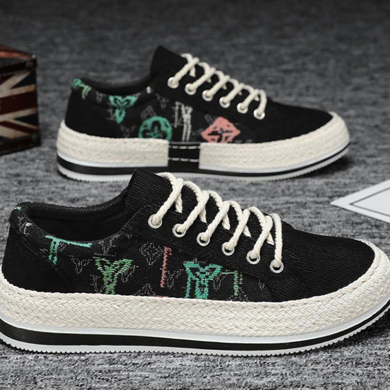 Fashion 2024 Men's Canvas Shoes Men Outdoor Trendy All-match Sneakers Handmade Cloth Breathable Vulcanized Shoes Comfortable Flat Shoes