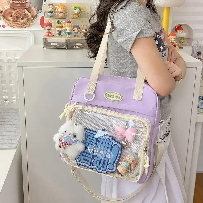 Harajuku Sweet and Cute Ita Bag Fashionable and Beautiful JK Uniform Women's Shoulder Bag Preppy Style Casual Y2K Crossbody Bag