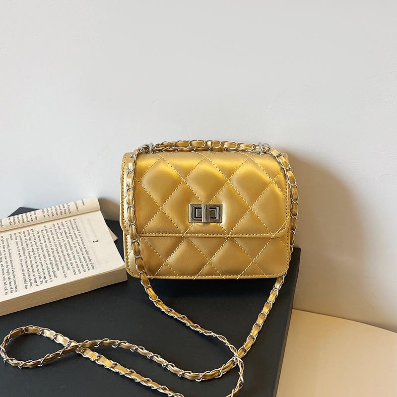Mini silver bag women's 2025 new trendy fashion high-end diamond chain bag single shoulder crossbody small square bag
