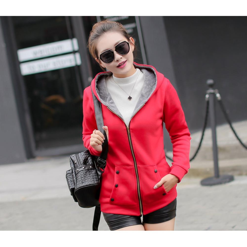Women's Zip Up Hooded Fleece Lined Hoodie Jacket Loose Fit Thick Warm Plus Size Outerwear Coat