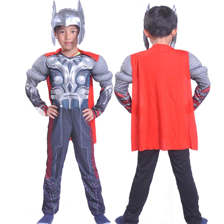 Children's Halloween Cosplay Costumes: Thor, Spider-Man, Venom, King Kong, Hulk.