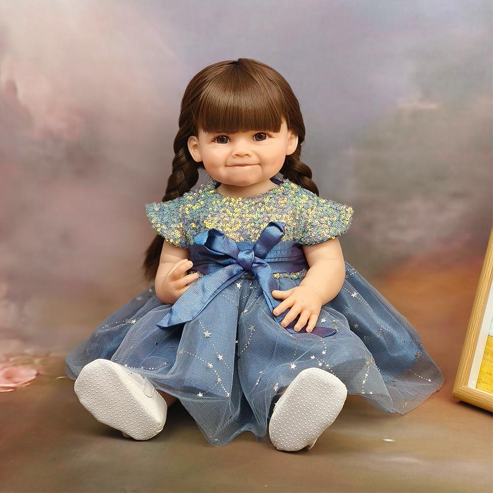 22 Inch Simulation Dolls Princess Dress Reborn Doll Soft Vinyl Washable DIY Hairstyles For Children's Christmas Gifts