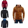Cozy Men's Autumn Winter Hoodie Hooded Sweatshirt With Drawstring And Full-zip Closure