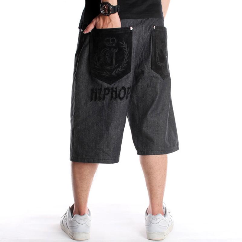RogueWave Summer Plus Size Wide Leg Hip-Hop Black Jeans Shorts Male Skateboard Swag Baggy Men Denim Pants