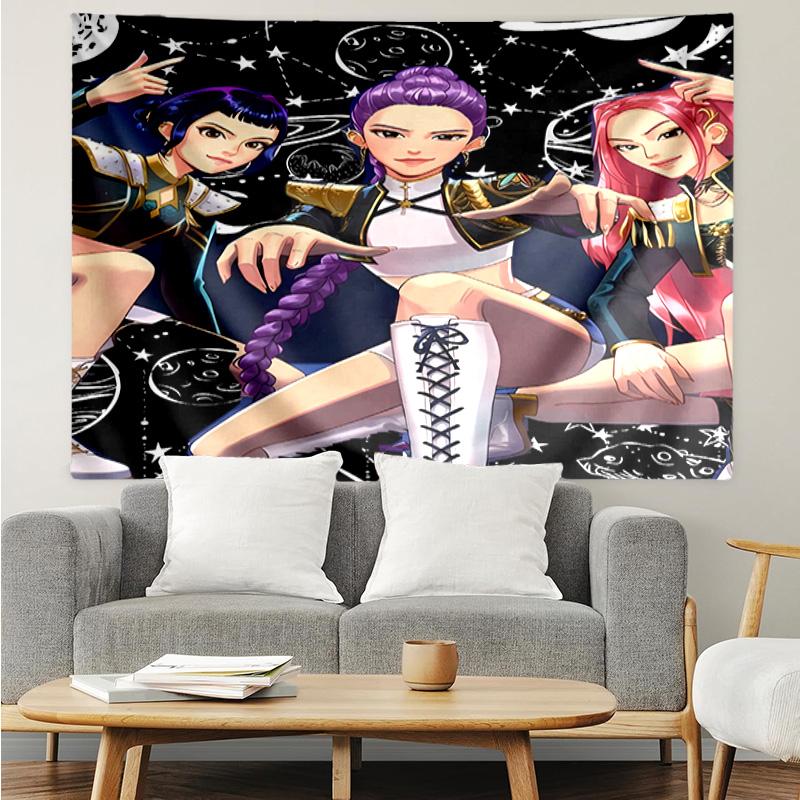 Kpop Hunter Tapestry for Bedroom Aesthetic Classroom Tapestries Wall Hanging for Living Room Dorm Office,Ideal Creative Gift