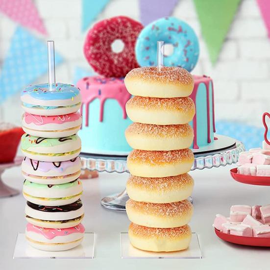 1/4Pcs Acrylic Donut Stand Doughnut Holder with Anti-Slip Feet Quick Assembly Easy To Clean Clear Donut Display Stand Tower
