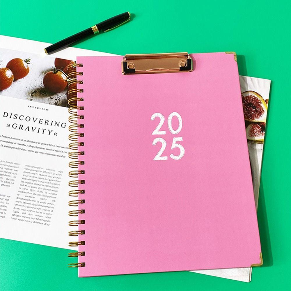 Daily Planner 2025 English Agenda Book With  Plate Clamp Diary Planner  Notebook  Home Office