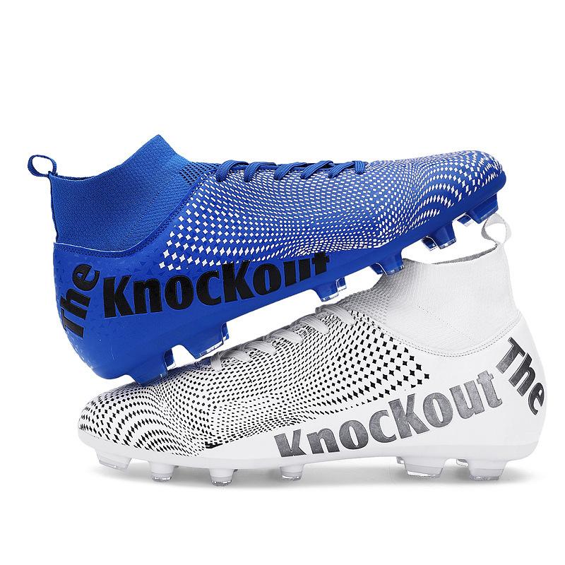 503 Football Shoes Children Boys Girls Teenagers With A High Top Fly Weave Leather Surface HG Long Nails FG Broken TF Flat Bottom Training