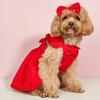 Cute Fresh Bow Strap Dress Set Dog Clothes Small Dog Skirt Corduroy Beautiful Outfit Bichon Teddy Dog Clothing