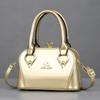 Glossy Leather Handbag Women's Shoulder Bag Fashion Lady's Brand Shopping Crossbody Bag Elegant Diamond Steel Clip Women's Bag