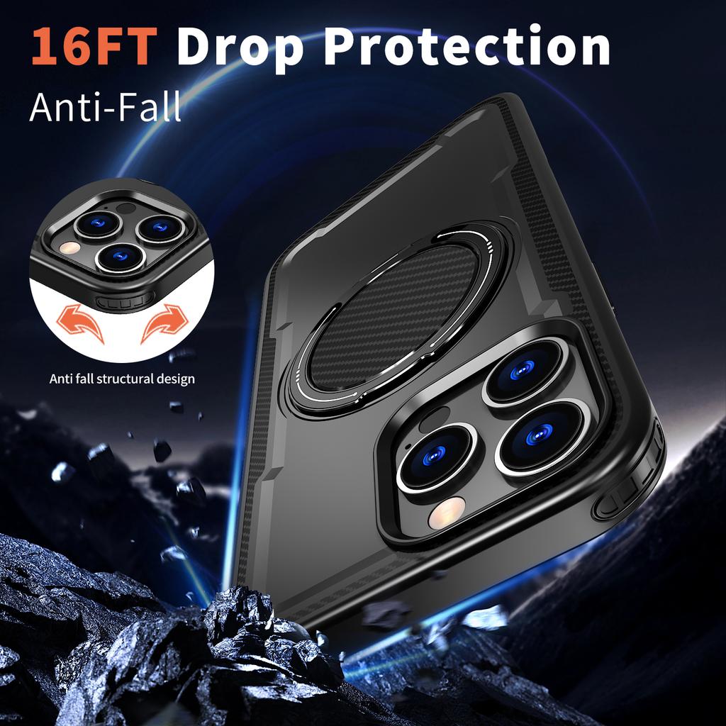 For iPhone 16 Pro Max Case Compatible with MagSafe TPU+PC Kickstand Phone Cover