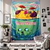 Wall Hanging Tapestry With Custom Name & Text, Adventure Time cartoon Decorative Tapestry For Bedroom