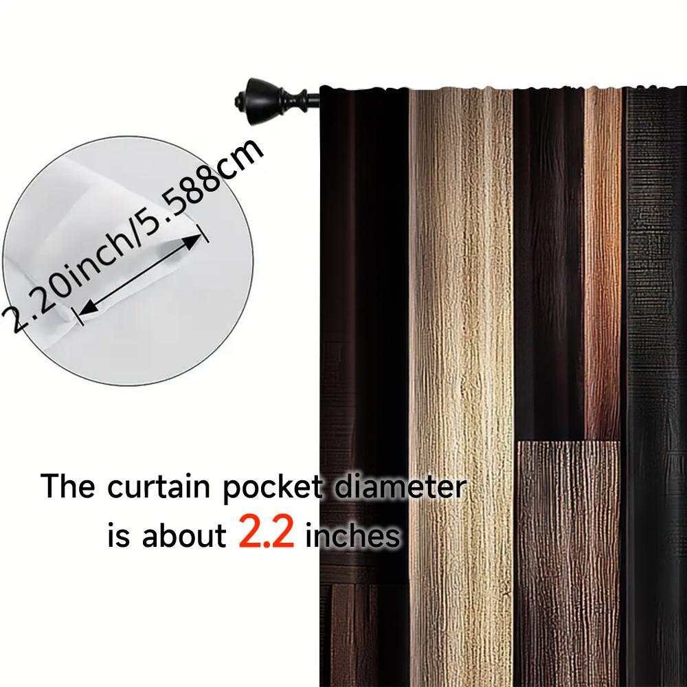 2 Stück   Frühling Sommer Vorhänge Streifen rustikaler Stil Vintage Holz Lichtdurchlässig transparente Vorhänge Polyester Gewebe Außendekorationen