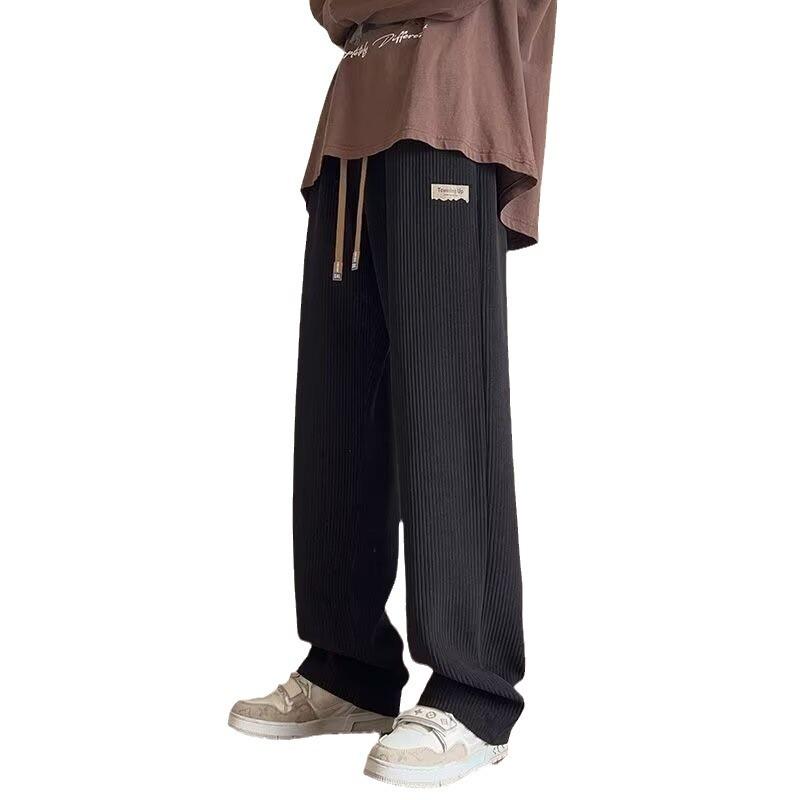 Trendy Brand Corduroy Pants Men'S Japanese Lazy Style Niche Design Drape Sweatpants Straight Wide-Leg Trousers Autumn